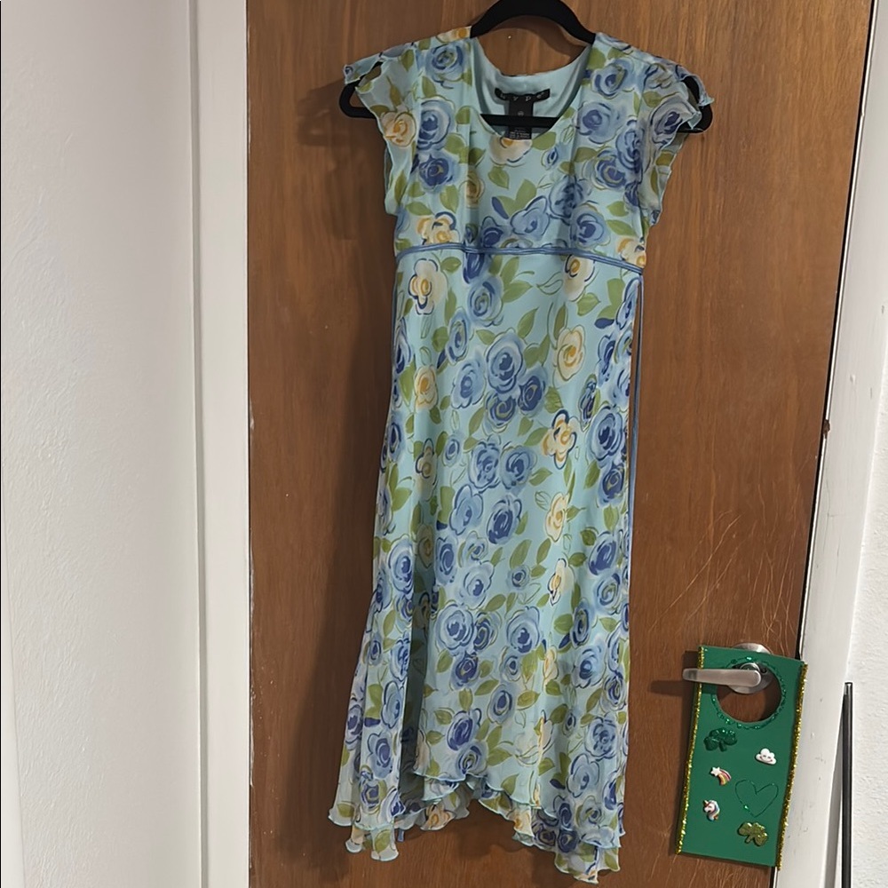Floral Blue and Green Dress